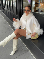 Elegant Feather Collar Cape Coats for Women 1